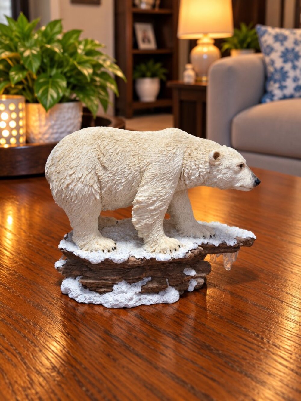 VTG Canadian Geographic Polar Bear Figurine Resin Wildlife Statue on Ice